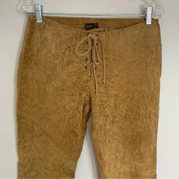 Danier  Suede Textured Leather Retro Pants Boho Hippie 6 - Picture 8 of 15